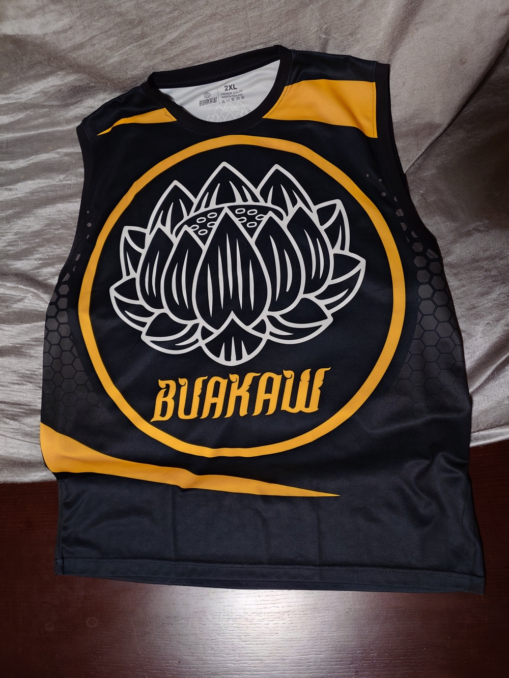 Men's Black & Yellow Buakaw Banchamek Dri Fit Sleeveless Shirt 2XL